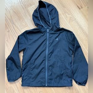 Under Armour Boys Windbreaker Jacket; Youth Small, Black/Gray/red Logo